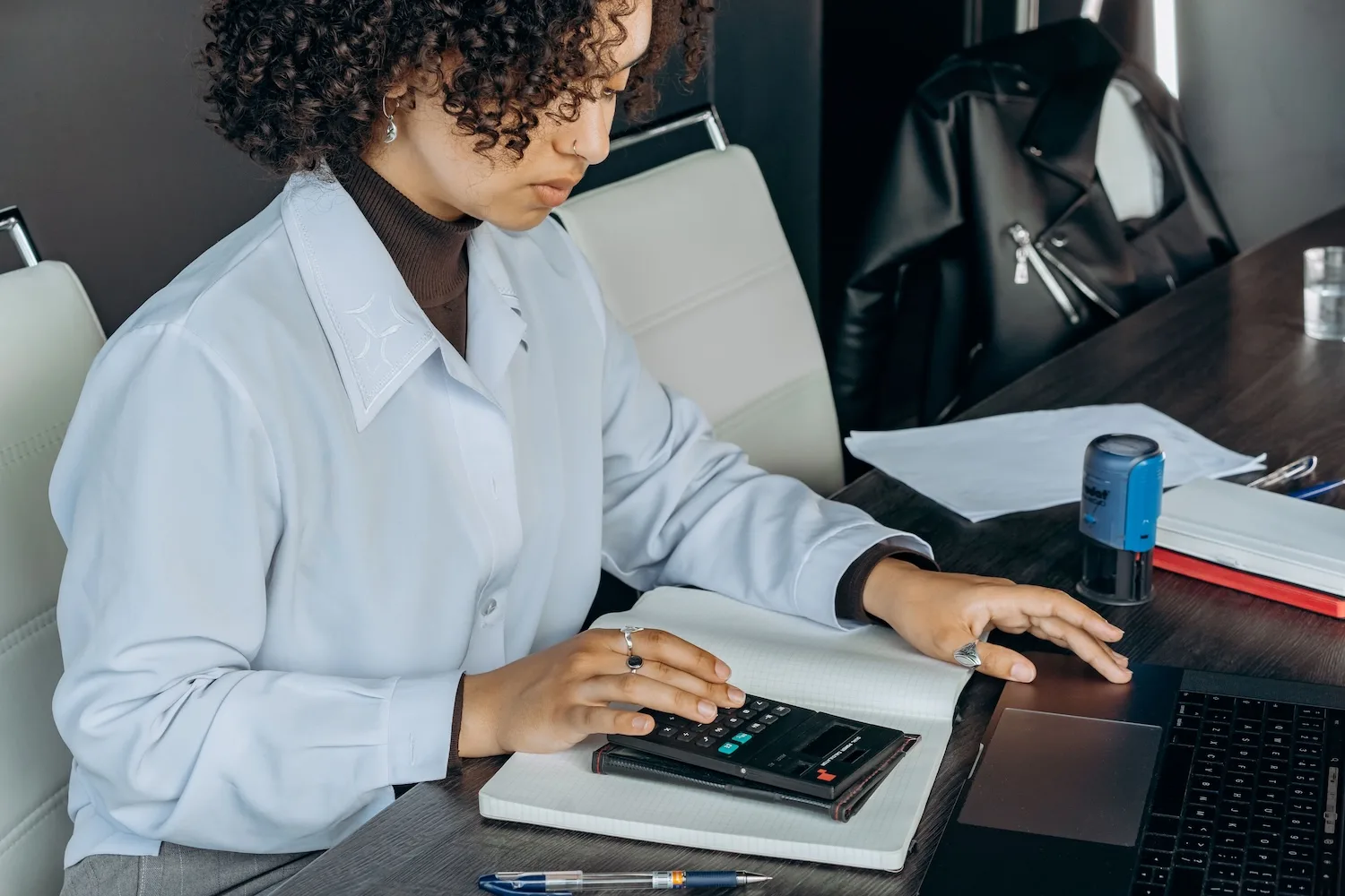 Accountant reviewing financial statements